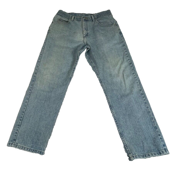 Wrangler Jeans Mens 34x30 Straight Leg Denim Light Wash Vintage Cowboy Western - Picture 4 of 14